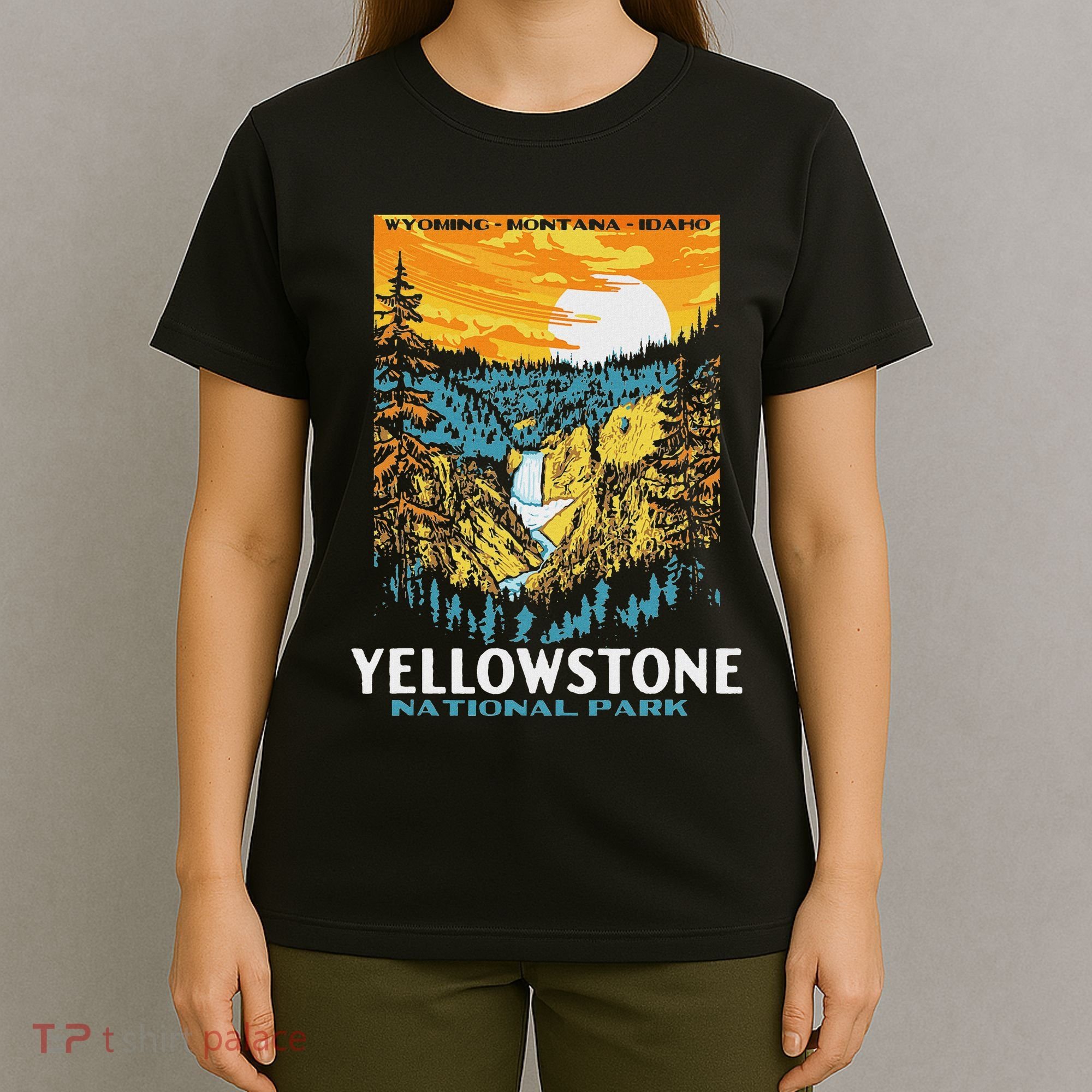 Retro Yellowstone National Park Wpa Style Lower Falls T-Shirt