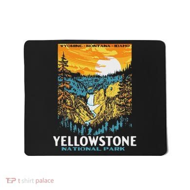 Retro Yellowstone National Park Wpa Style Lower Falls Mousepad