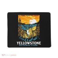 Retro Yellowstone National Park Wpa Style Lower Falls Mousepad thumb 0