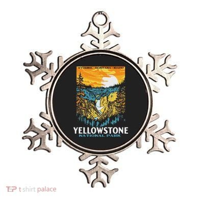 Retro Yellowstone National Park Wpa Style Lower Falls Ornament