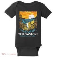 Retro Yellowstone National Park Wpa Style Lower Falls Baby Bodysuit thumb 0