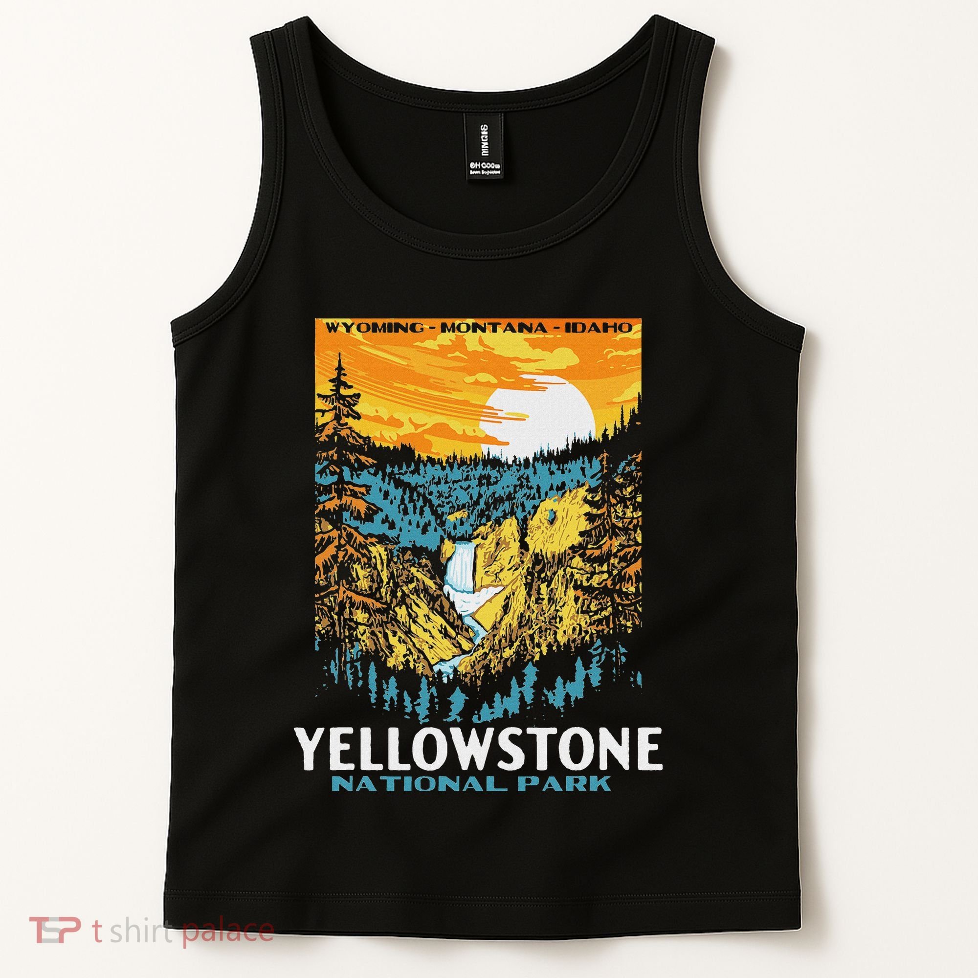 Retro Yellowstone National Park Wpa Style Lower Falls Tank Top