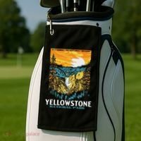 Retro Yellowstone National Park Wpa Style Lower Falls Golf Towel thumb 2