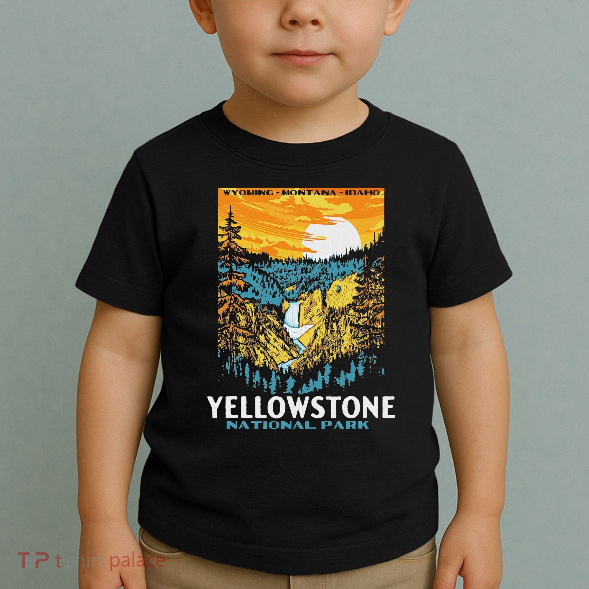 Retro Yellowstone National Park Wpa Style Lower Falls Toddler T-Shirt