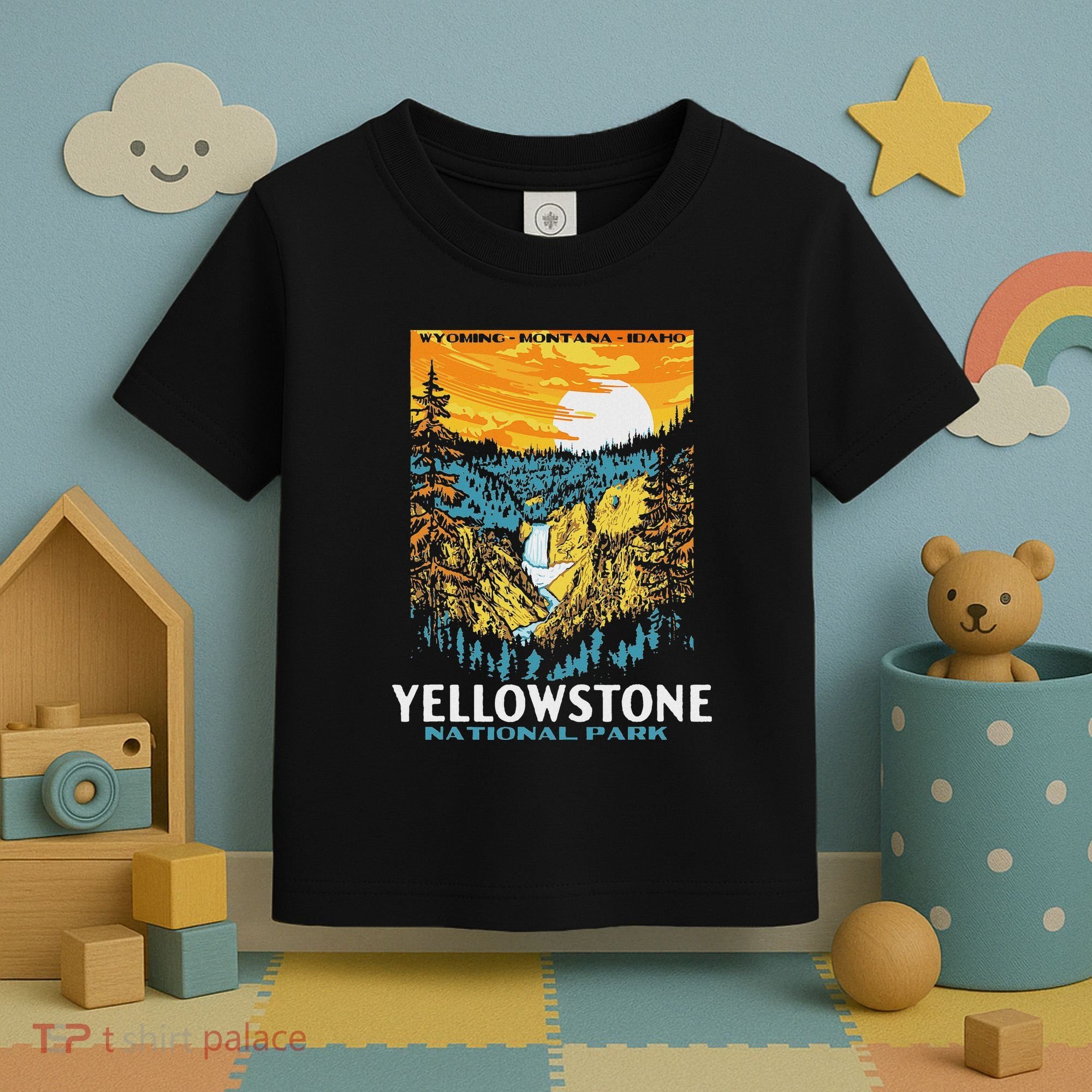 Retro Yellowstone National Park Wpa Style Lower Falls Toddler T-Shirt