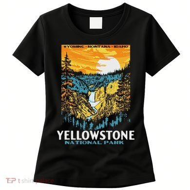 Retro Yellowstone National Park Wpa Style Lower Falls Women's T-Shirt