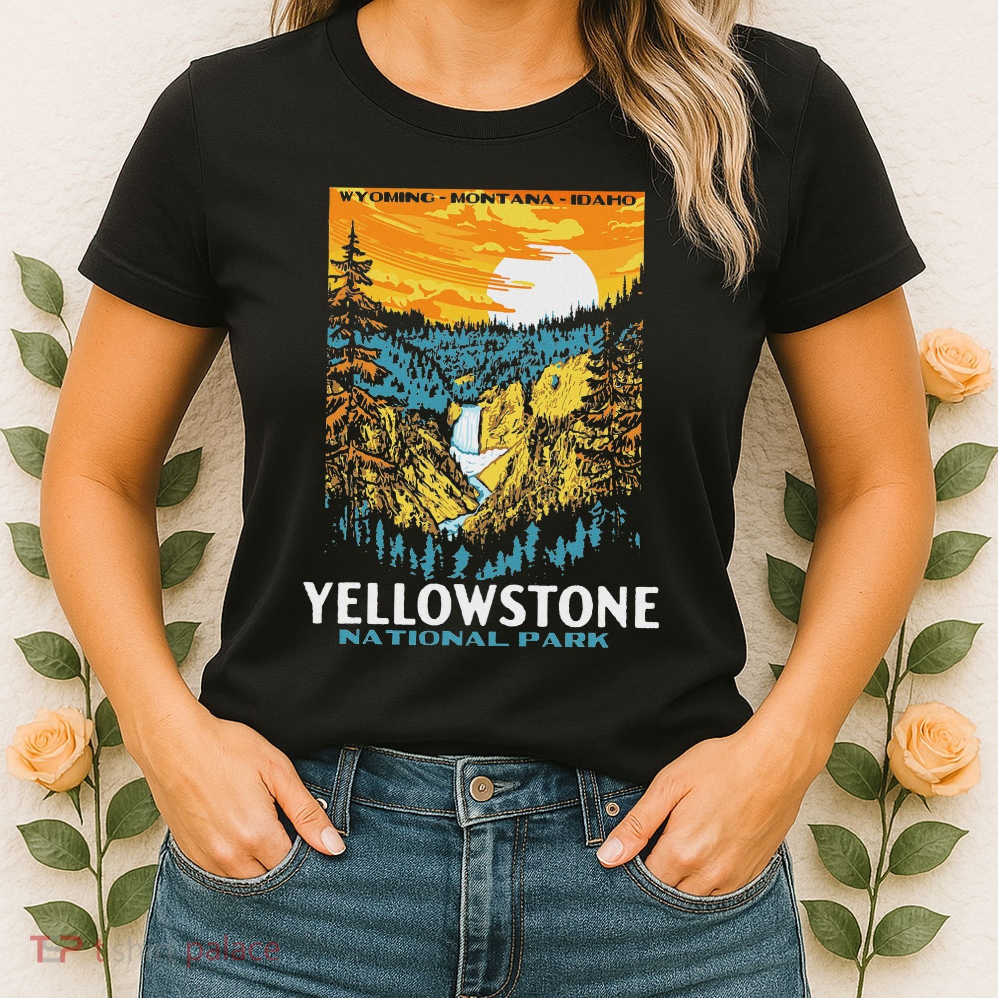 Retro Yellowstone National Park Wpa Style Lower Falls Women's T-Shirt