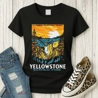 Retro Yellowstone National Park Wpa Style Lower Falls Women's T-Shirt thumb 3