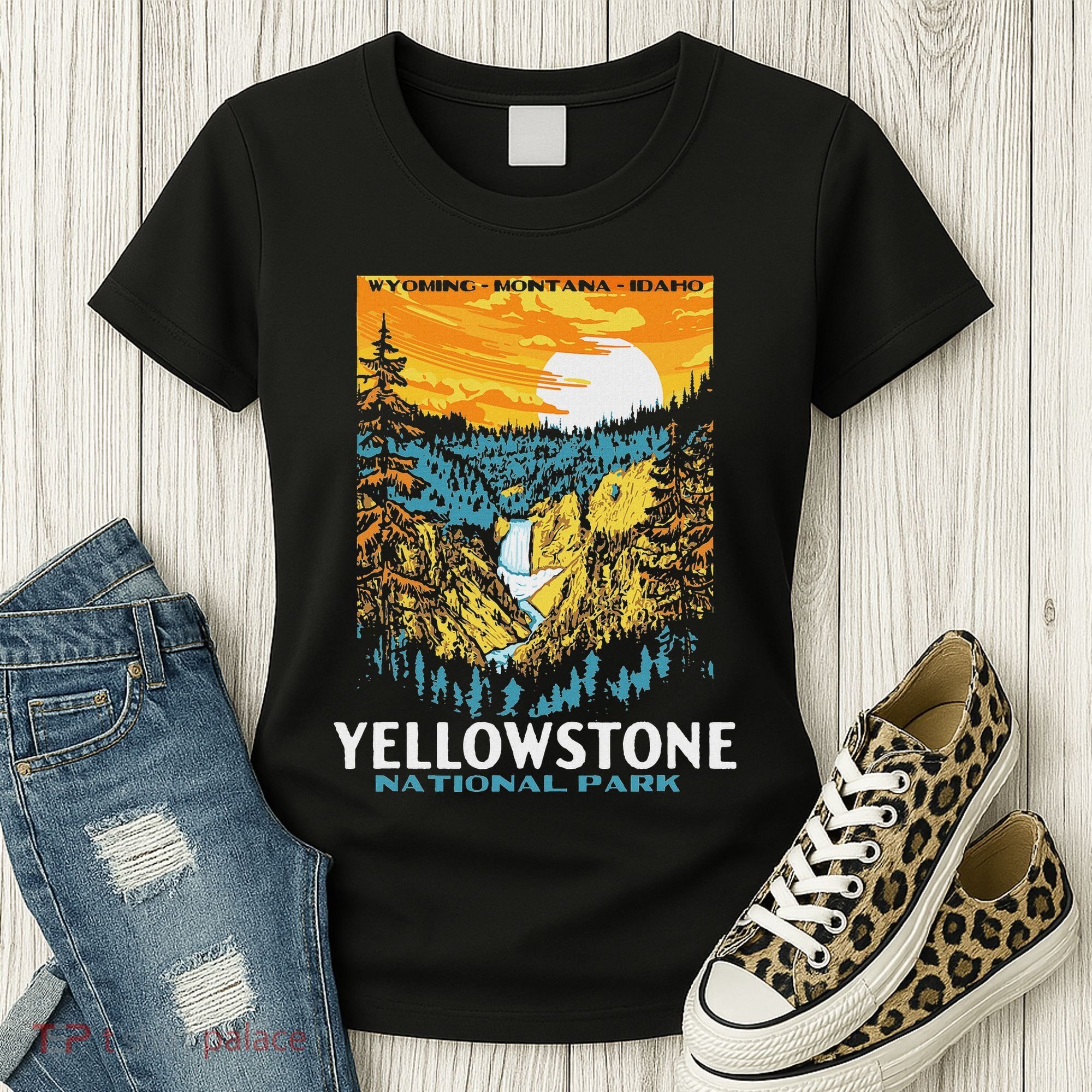 Retro Yellowstone National Park Wpa Style Lower Falls Women's T-Shirt