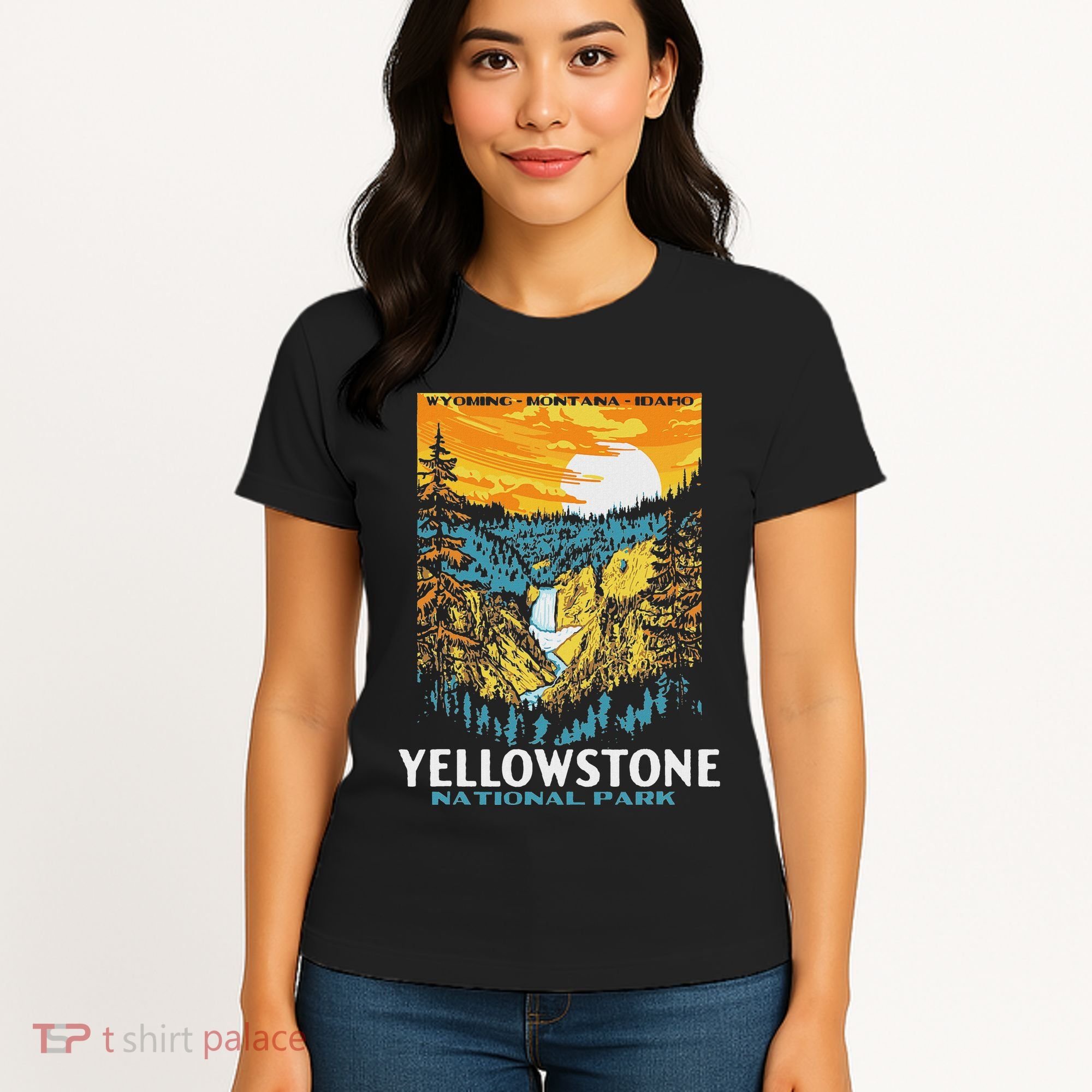 Retro Yellowstone National Park Wpa Style Lower Falls Women's T-Shirt