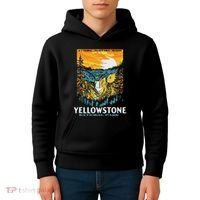 Retro Yellowstone National Park Wpa Style Lower Falls Kids Hoodie thumb 4
