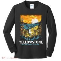 Retro Yellowstone National Park Wpa Style Lower Falls Kids Long Sleeve Shirt thumb 0