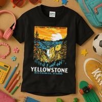 Retro Yellowstone National Park Wpa Style Lower Falls Kids T-Shirt thumb 3