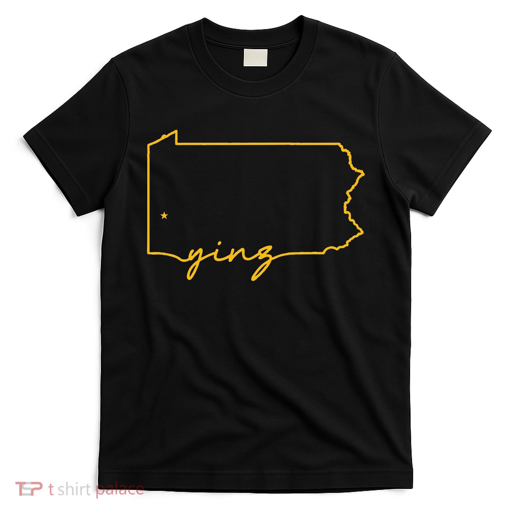 Retro Yinz Pittsburgh PA Home State Outline T-Shirt