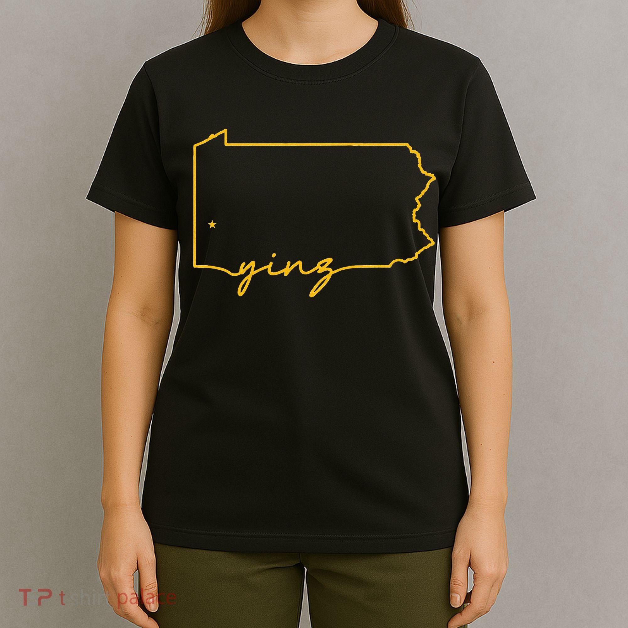 Retro Yinz Pittsburgh PA Home State Outline T-Shirt