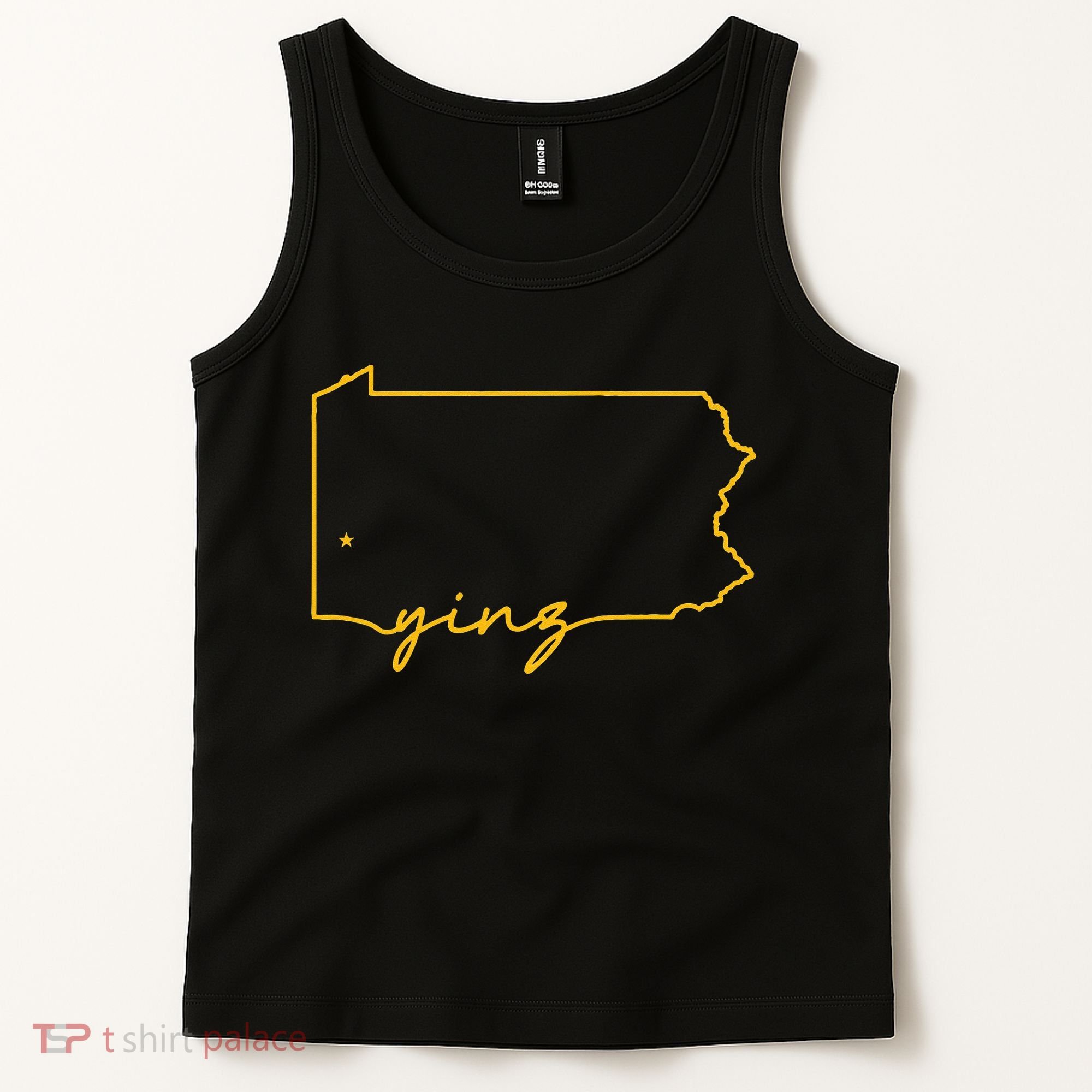Retro Yinz Pittsburgh PA Home State Outline Tank Top