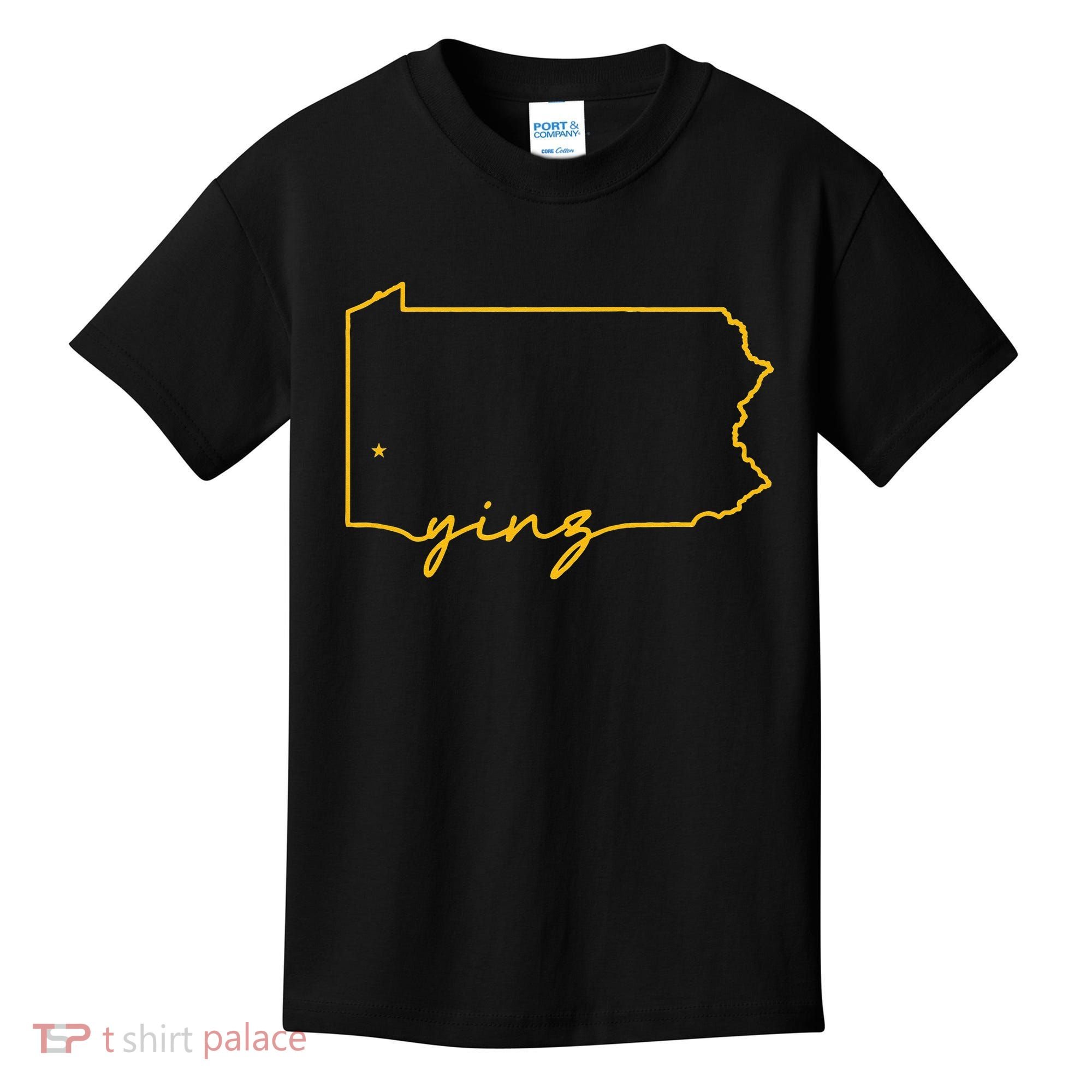 Retro Yinz Pittsburgh PA Home State Outline Kids T-Shirt