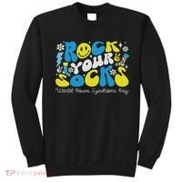 Rock Your Socks Down Syndrome Awareness Day Groovy Wdsd Sweatshirt thumb 0