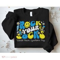 Rock Your Socks Down Syndrome Awareness Day Groovy Wdsd Sweatshirt thumb 2