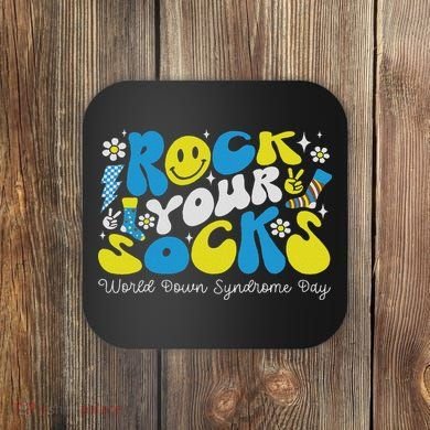 Rock Your Socks Down Syndrome Awareness Day Groovy Wdsd Coaster