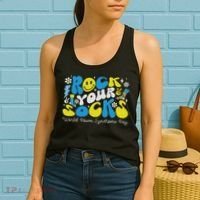 Rock Your Socks Down Syndrome Awareness Day Groovy Wdsd Women's Tank Top thumb 2
