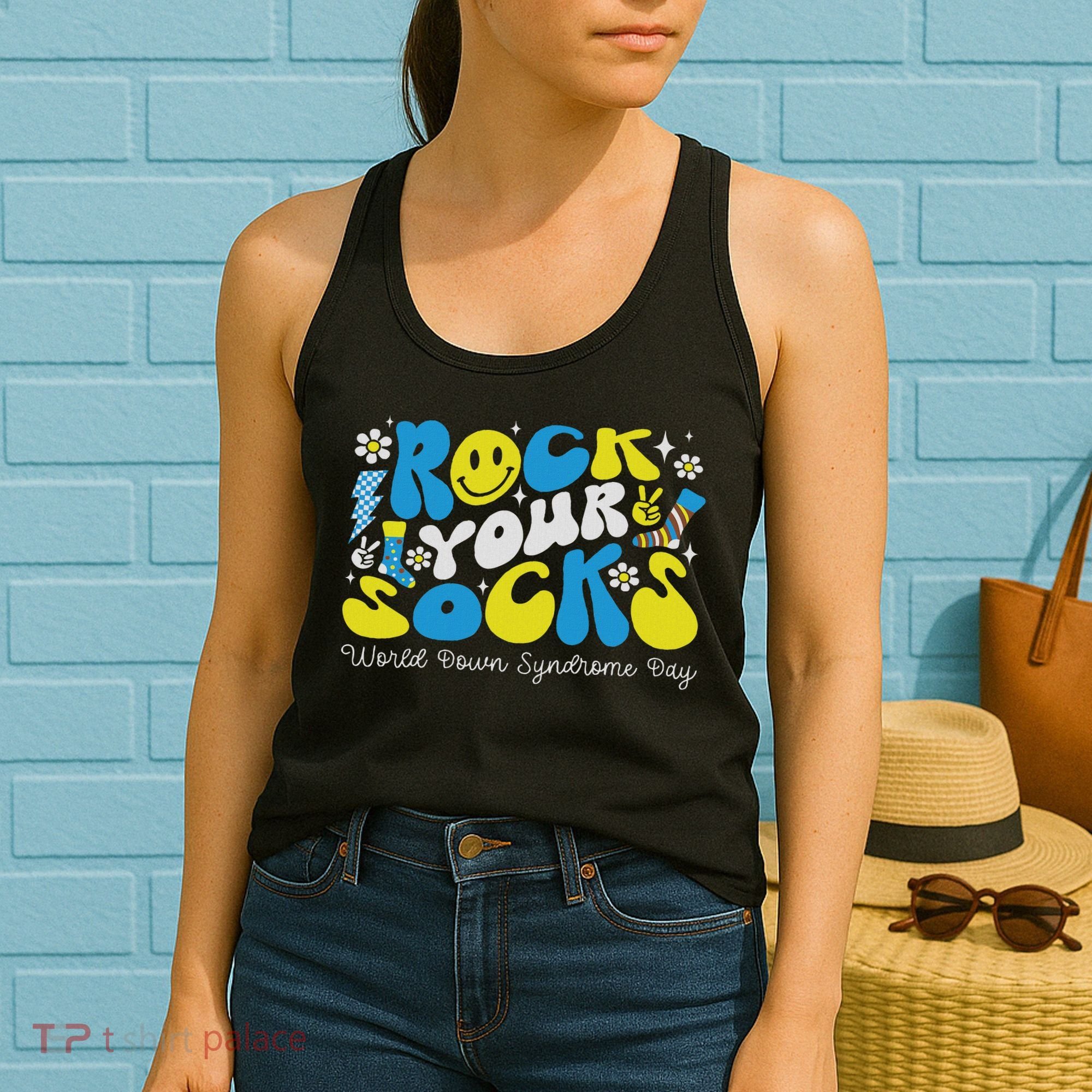 Rock Your Socks Down Syndrome Awareness Day Groovy Wdsd Women's Tank Top