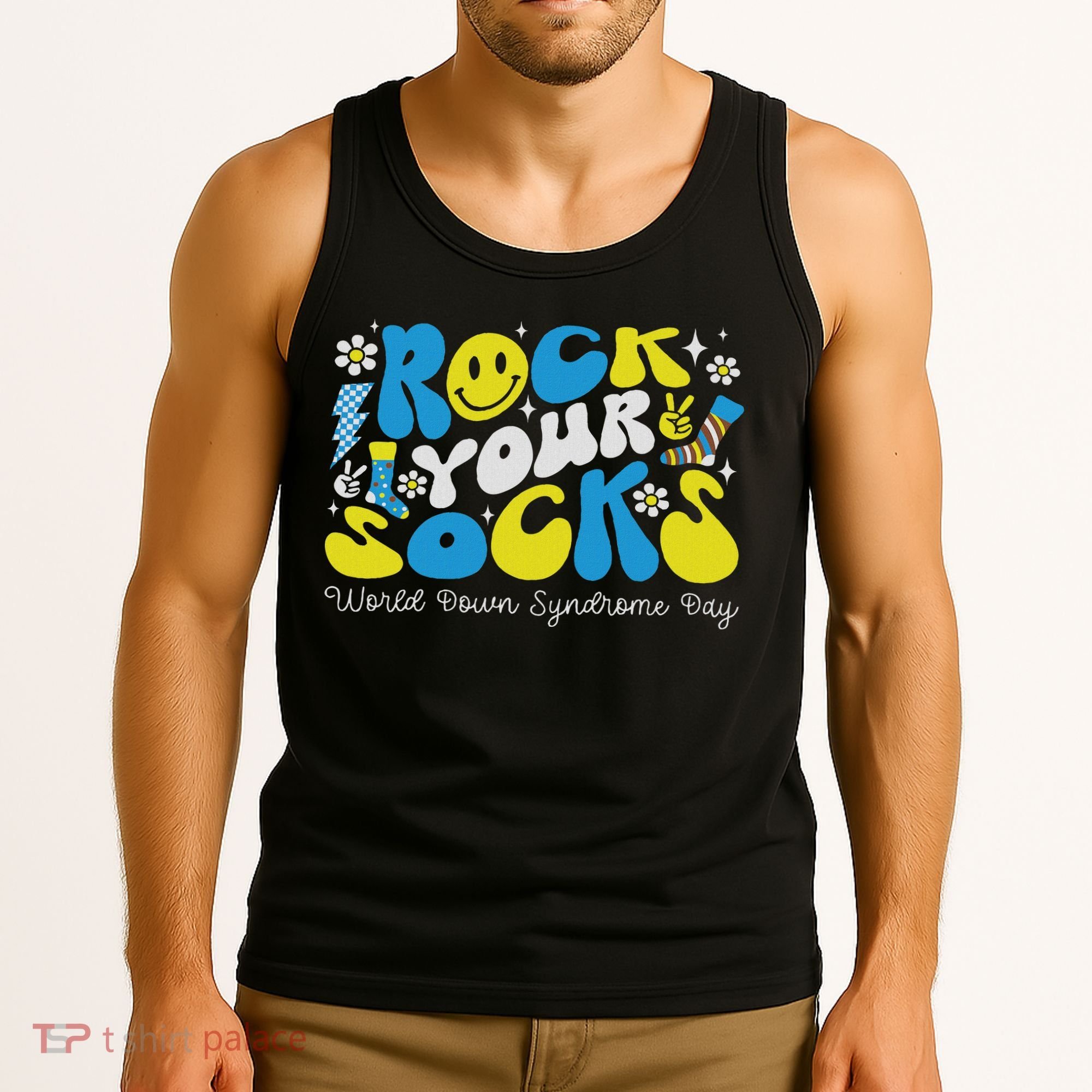 Rock Your Socks Down Syndrome Awareness Day Groovy Wdsd Tank Top
