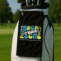 Rock Your Socks Down Syndrome Awareness Day Groovy Wdsd Golf Towel thumb 2