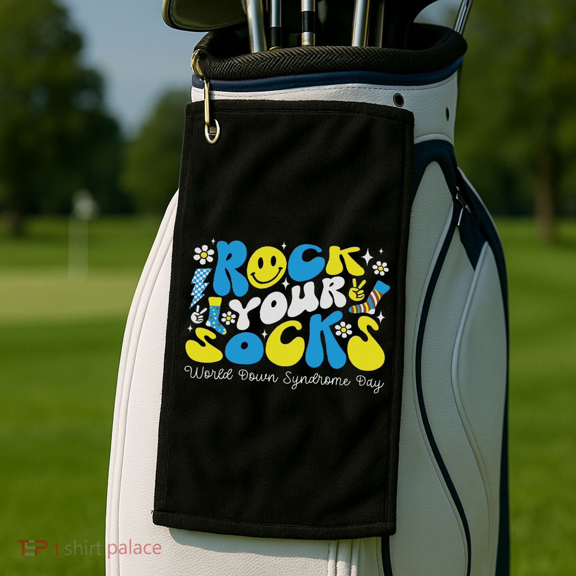Rock Your Socks Down Syndrome Awareness Day Groovy Wdsd Golf Towel
