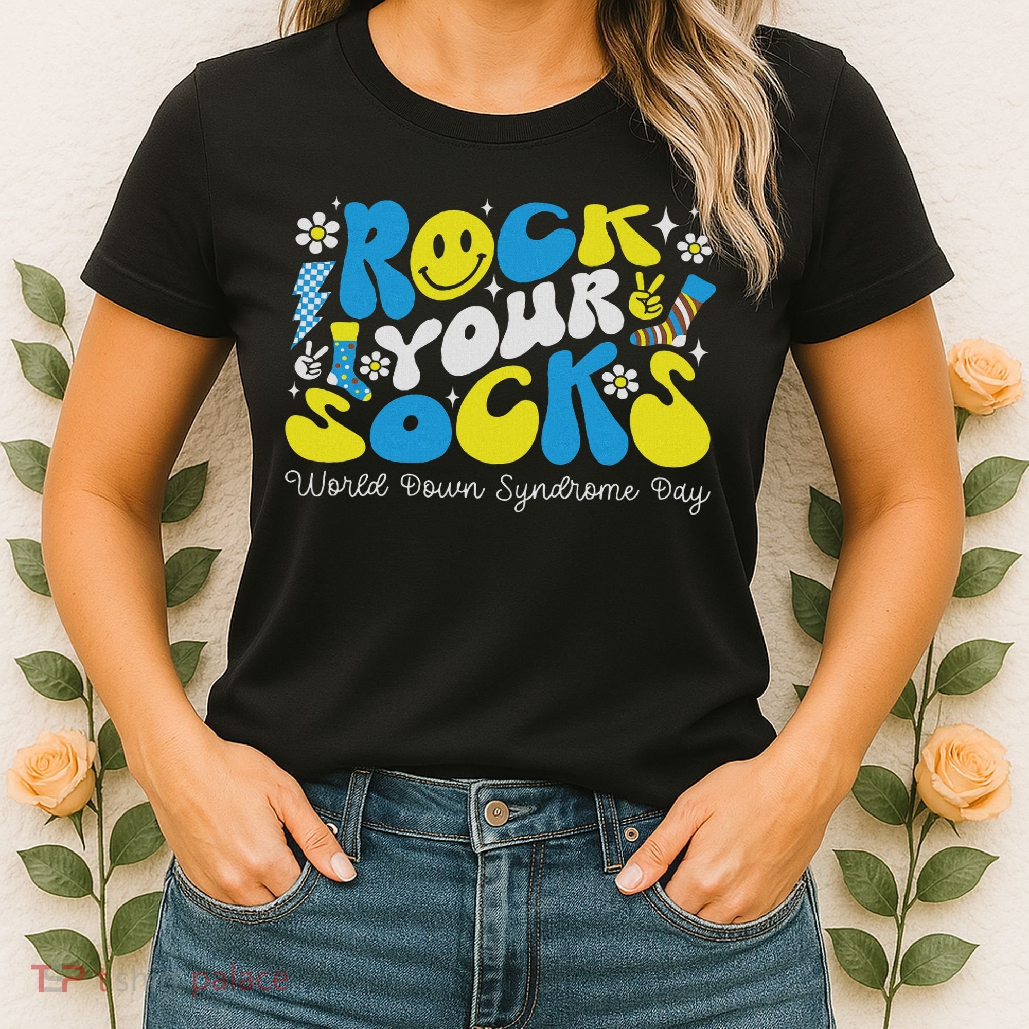 Rock Your Socks Down Syndrome Awareness Day Groovy Wdsd Women's T-Shirt