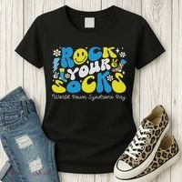 Rock Your Socks Down Syndrome Awareness Day Groovy Wdsd Women's T-Shirt thumb 3