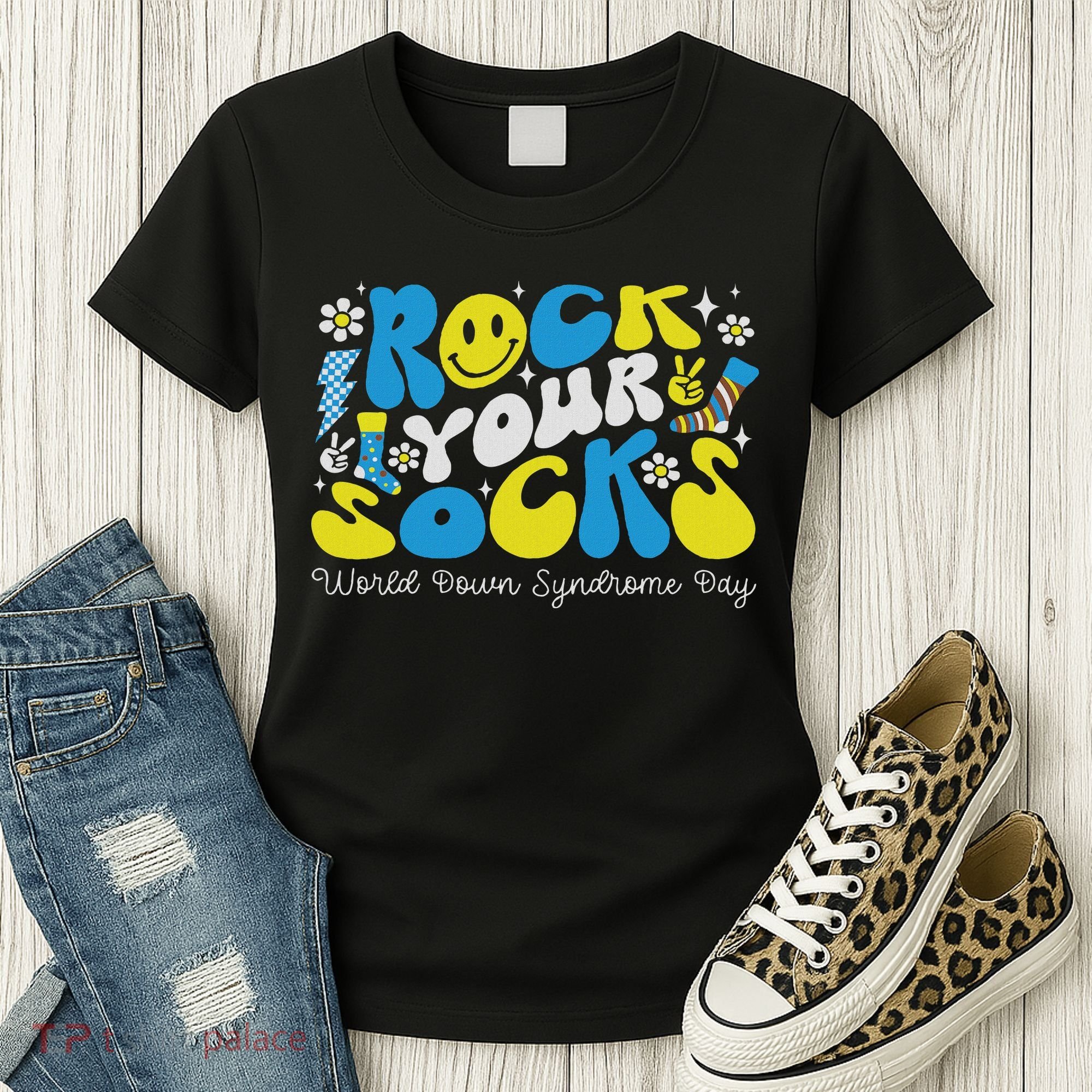 Rock Your Socks Down Syndrome Awareness Day Groovy Wdsd Women's T-Shirt
