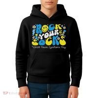 Rock Your Socks Down Syndrome Awareness Day Groovy Wdsd Kids Hoodie thumb 4
