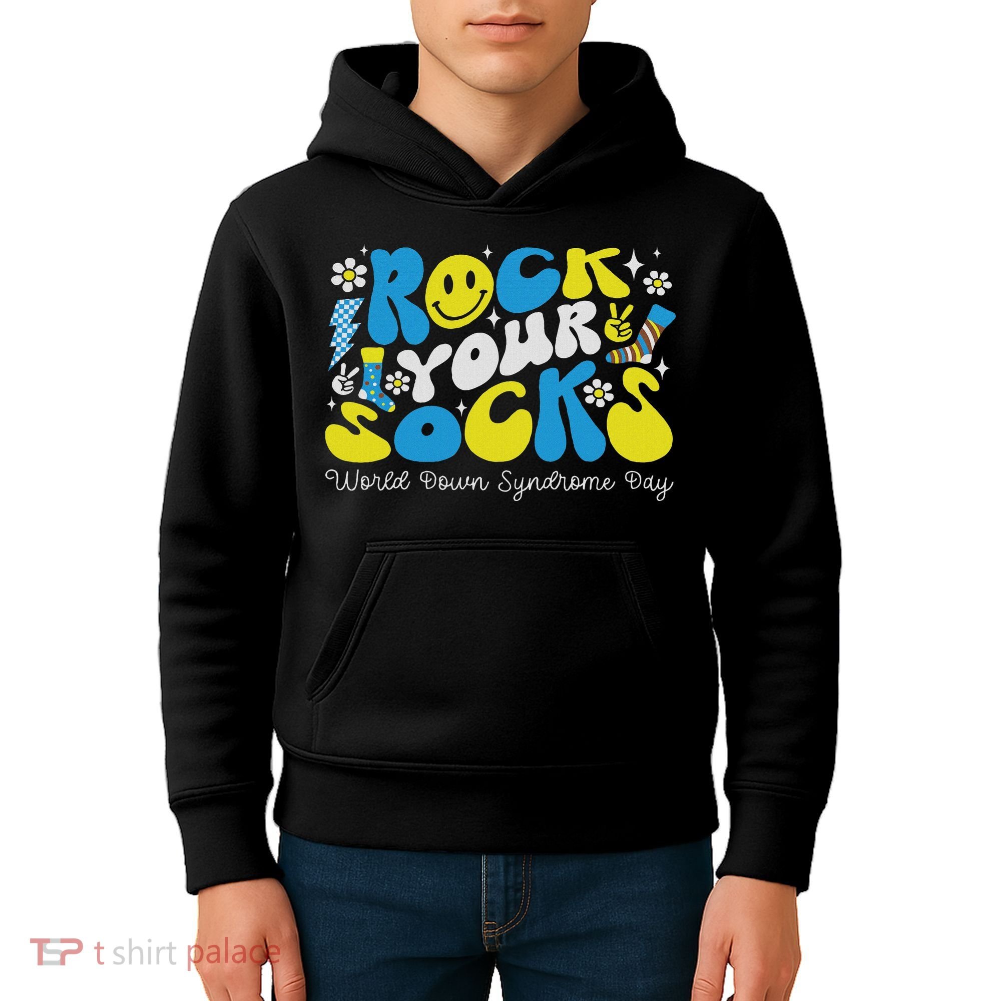Rock Your Socks Down Syndrome Awareness Day Groovy Wdsd Kids Hoodie