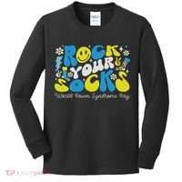 Rock Your Socks Down Syndrome Awareness Day Groovy Wdsd Kids Long Sleeve Shirt thumb 0
