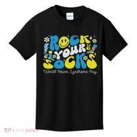 Rock Your Socks Down Syndrome Awareness Day Groovy Wdsd Kids T-Shirt thumb 0