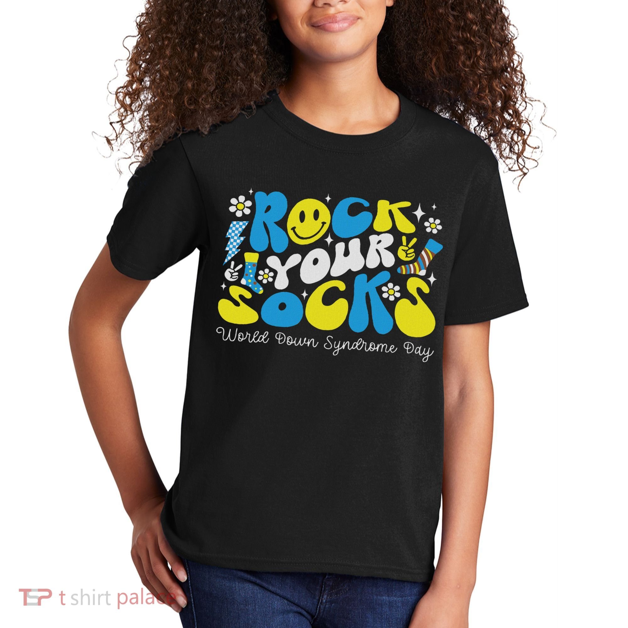 Rock Your Socks Down Syndrome Awareness Day Groovy Wdsd Kids T-Shirt