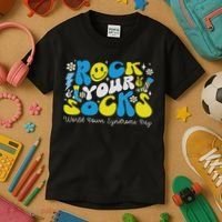 Rock Your Socks Down Syndrome Awareness Day Groovy Wdsd Kids T-Shirt thumb 3