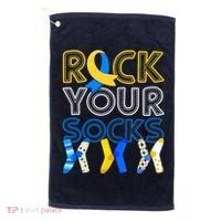 Rock Your Socks Down Syndrome Awareness Golf Towel thumb 0