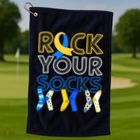 Rock Your Socks Down Syndrome Awareness Golf Towel thumb 1