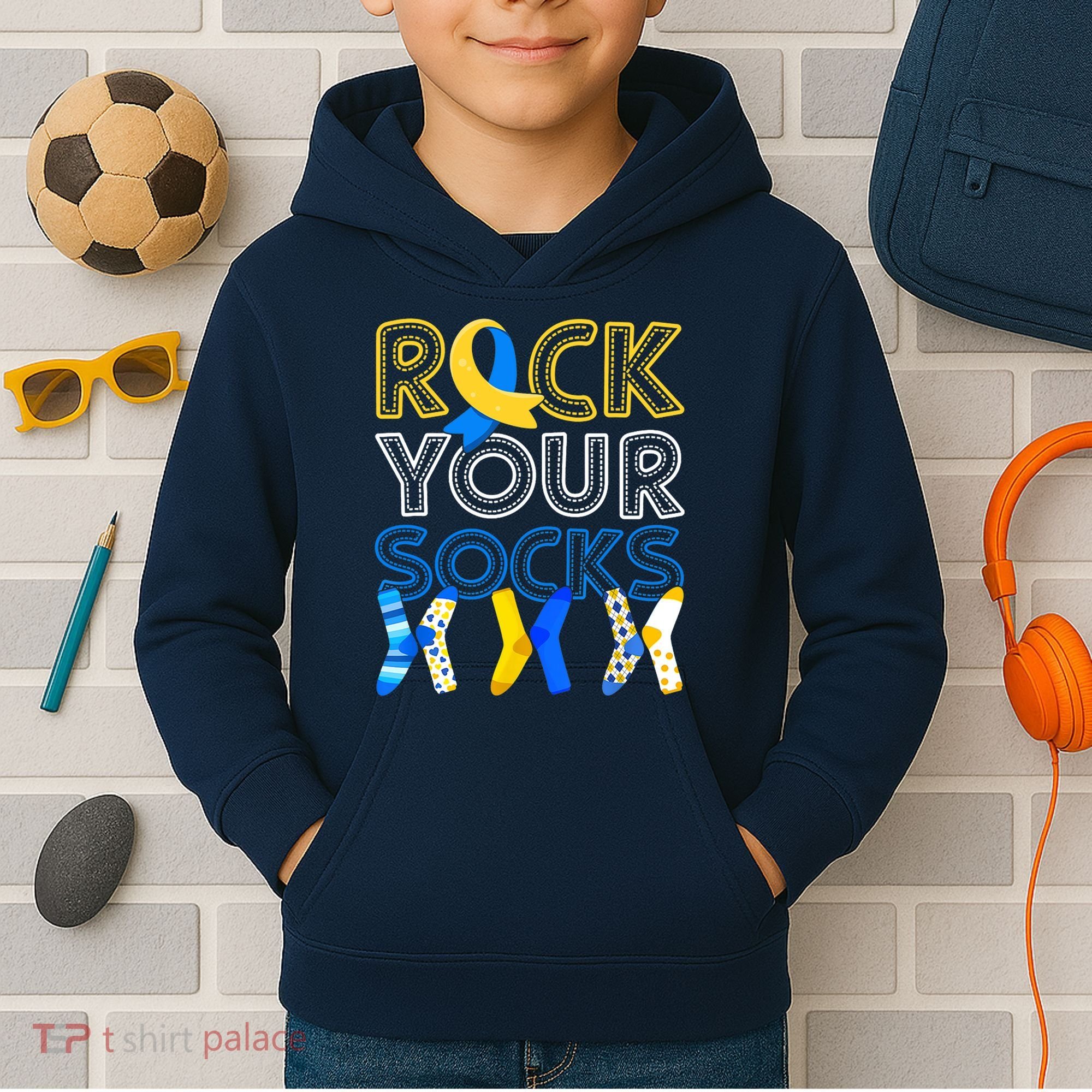 Rock Your Socks Down Syndrome Awareness Kids Hoodie