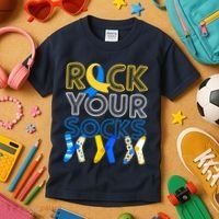 Rock Your Socks Down Syndrome Awareness Kids T-Shirt thumb 3