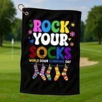 Rock Your Socks World Down Syndrome Awareness Day WDSD Golf Towel thumb 1