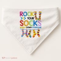 Rock Your Socks World Down Syndrome Awareness USA-Made Doggie Bandana thumb 0