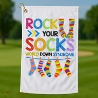 Rock Your Socks World Down Syndrome Awareness Golf Towel thumb 1