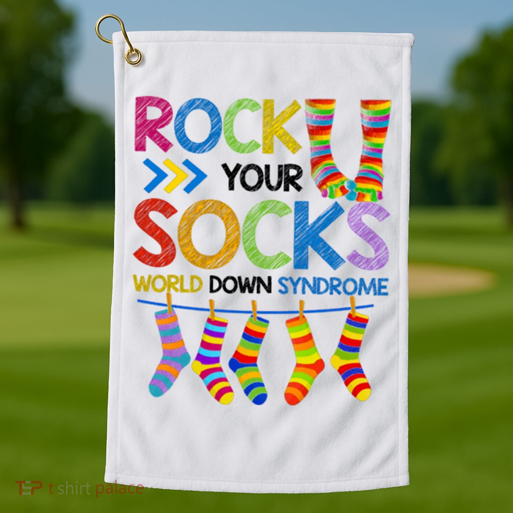 Rock Your Socks World Down Syndrome Awareness Golf Towel