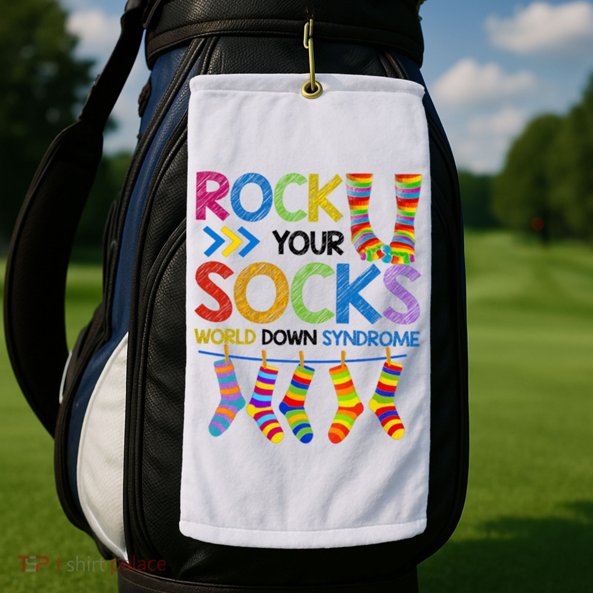 Rock Your Socks World Down Syndrome Awareness Golf Towel