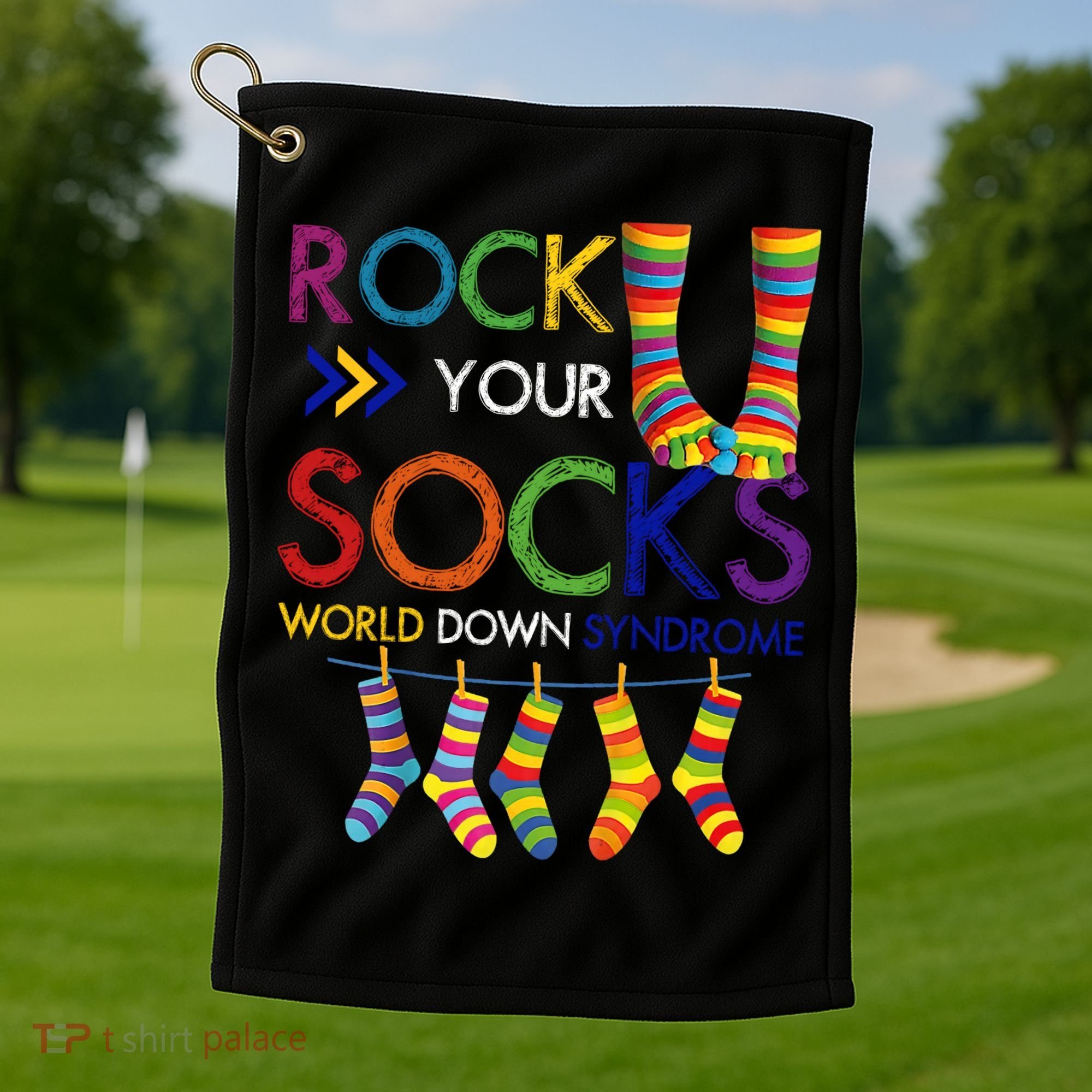 Rock Your Socks World Down Syndrome Awareness Golf Towel