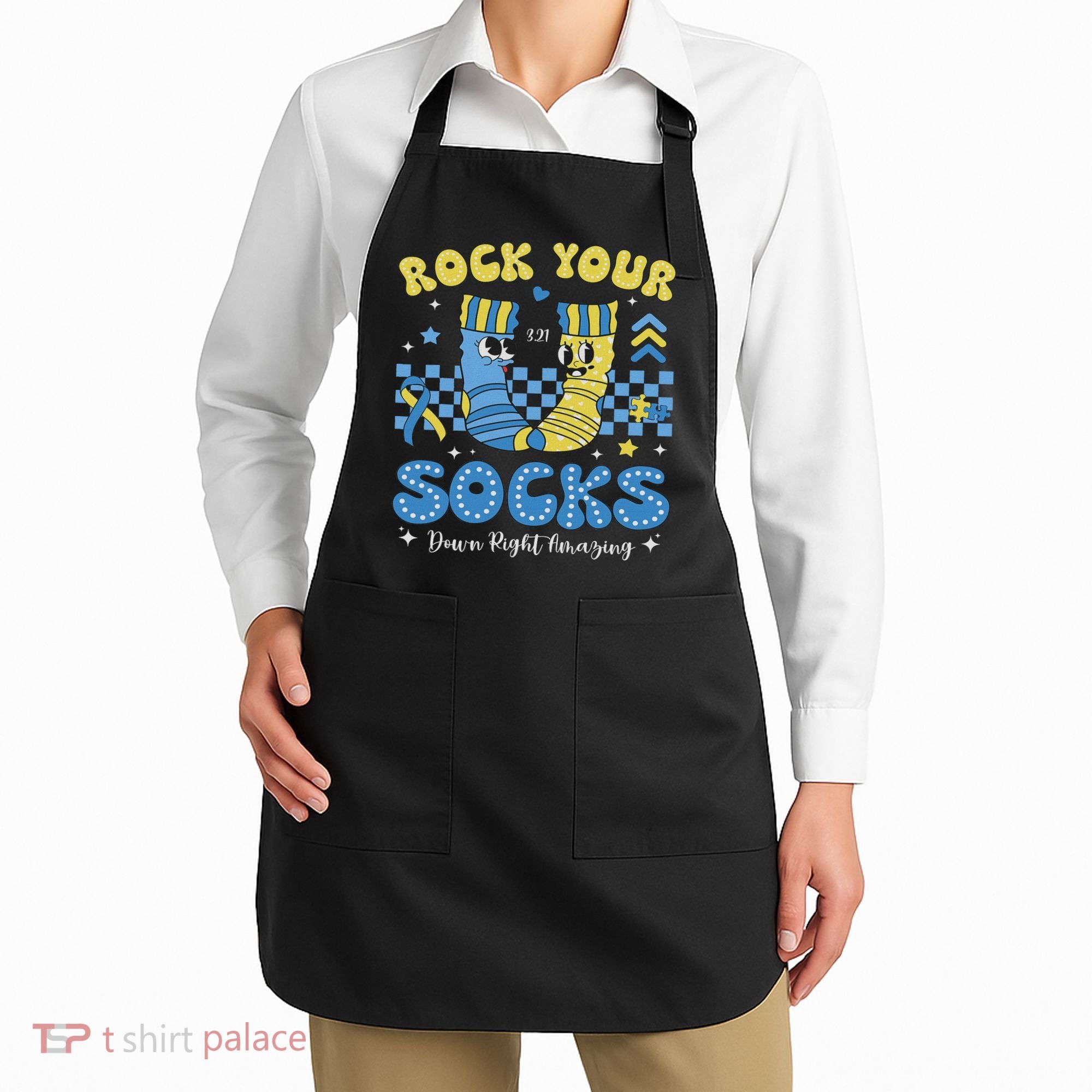 Rock Your Socks Down Syndrome Awareness Sped Teacher Women Apron