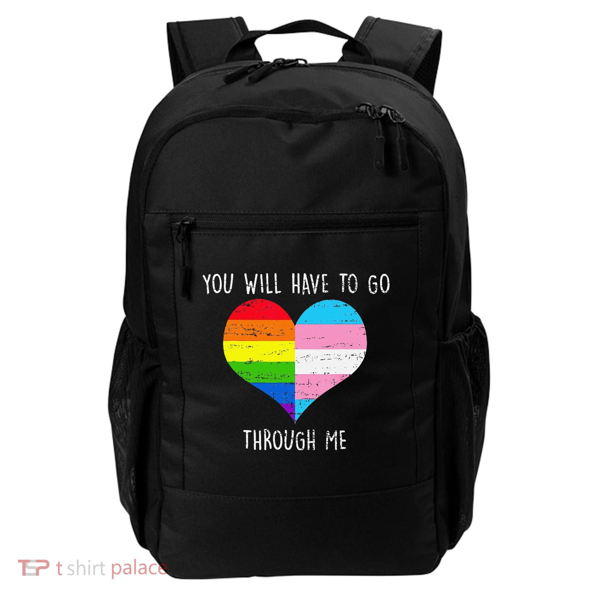 Retro You Will Have To Go Through Me Lgbtq Transg Backpack